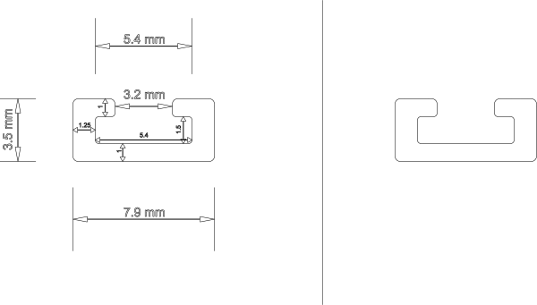 Dichtungsaufnahme C-Profil PVC-Hart 8x3,5mm